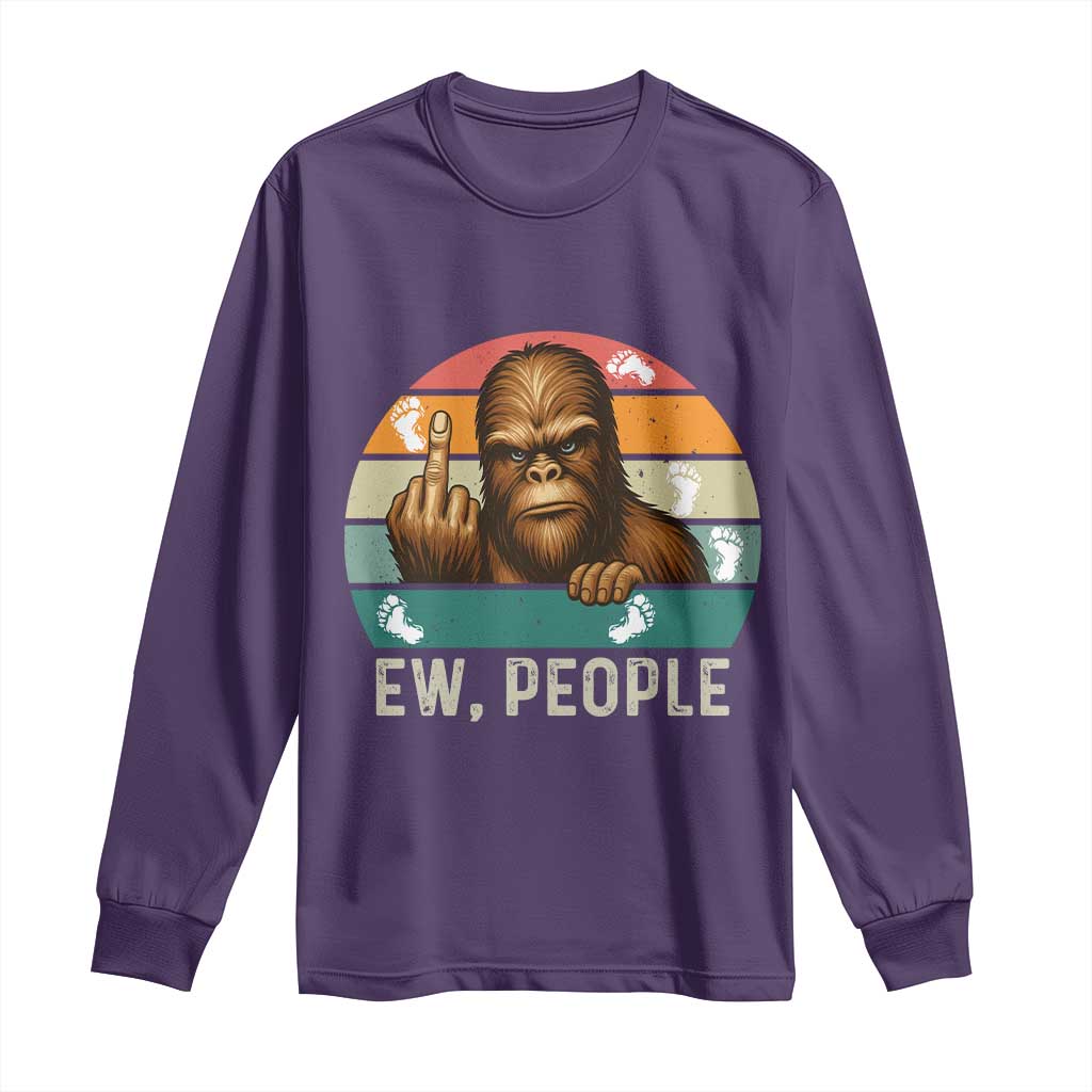 Bigfoot Lover Long Sleeve Shirt Funny Ew People Retro Sunset Design - Wonder Print Shop