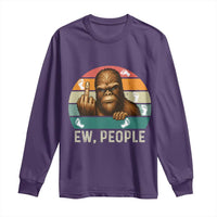 Bigfoot Lover Long Sleeve Shirt Funny Ew People Retro Sunset Design - Wonder Print Shop