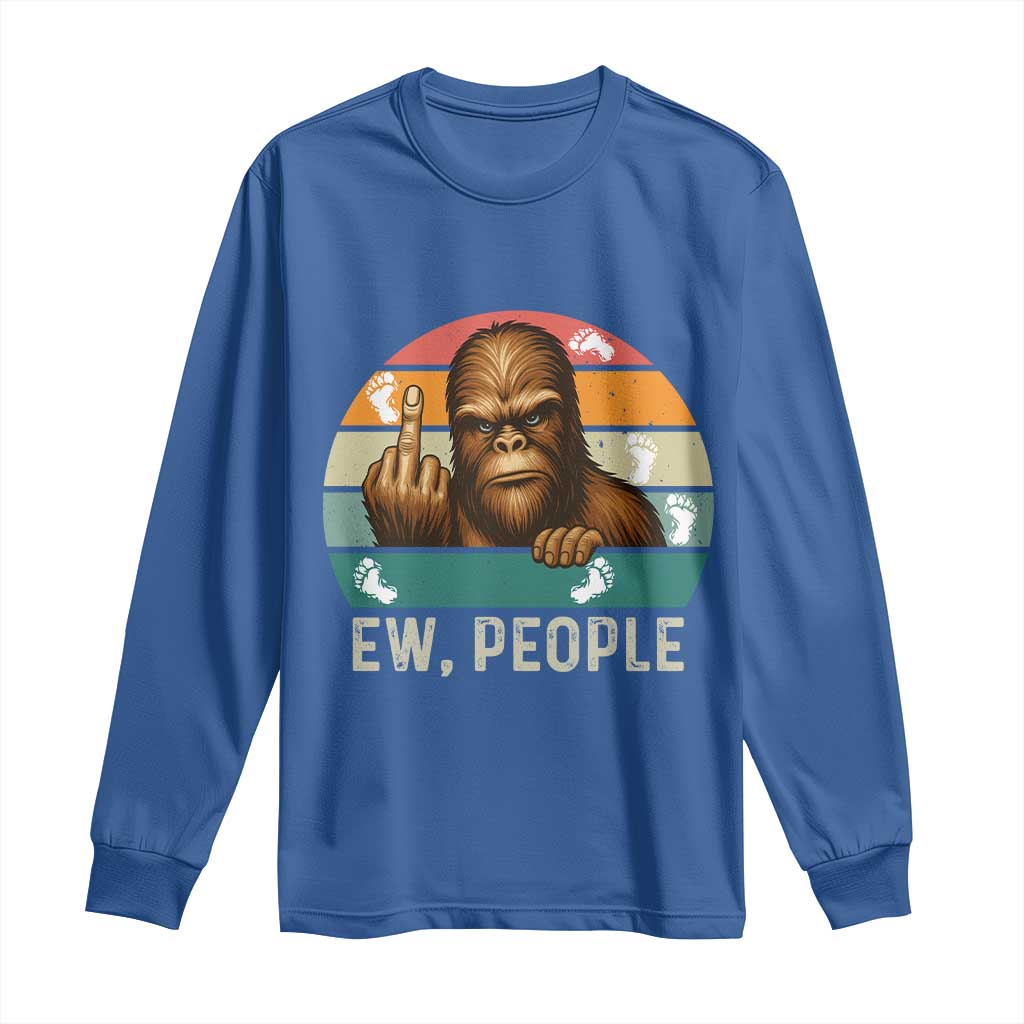 Bigfoot Lover Long Sleeve Shirt Funny Ew People Retro Sunset Design - Wonder Print Shop