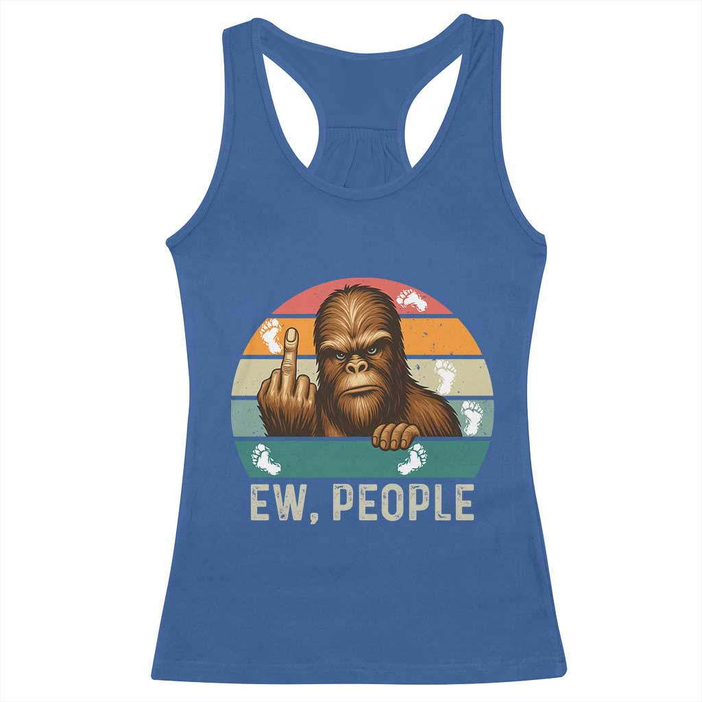 Bigfoot Lover Racerback Tank Top Funny Ew People Retro Sunset Design - Wonder Print Shop