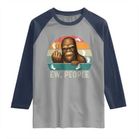 Bigfoot Lover Raglan Shirt Funny Ew People Retro Sunset Design - Wonder Print Shop