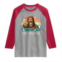 Bigfoot Lover Raglan Shirt Funny Ew People Retro Sunset Design - Wonder Print Shop