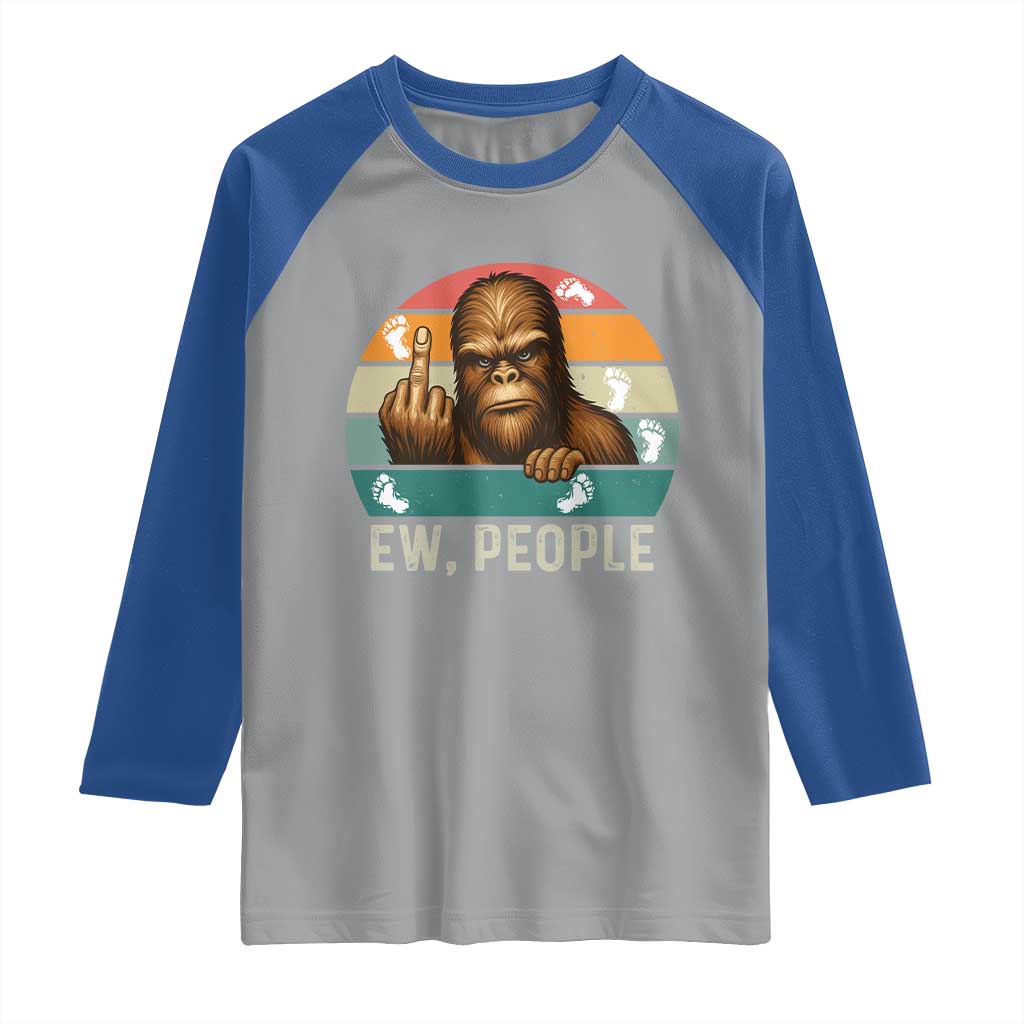 Bigfoot Lover Raglan Shirt Funny Ew People Retro Sunset Design - Wonder Print Shop