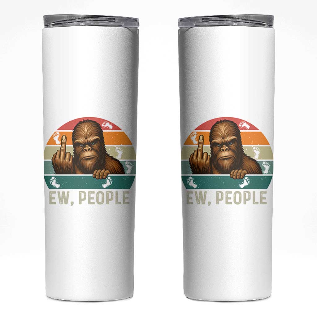 Bigfoot Lover Skinny Tumbler Funny Ew People Retro Sunset Design