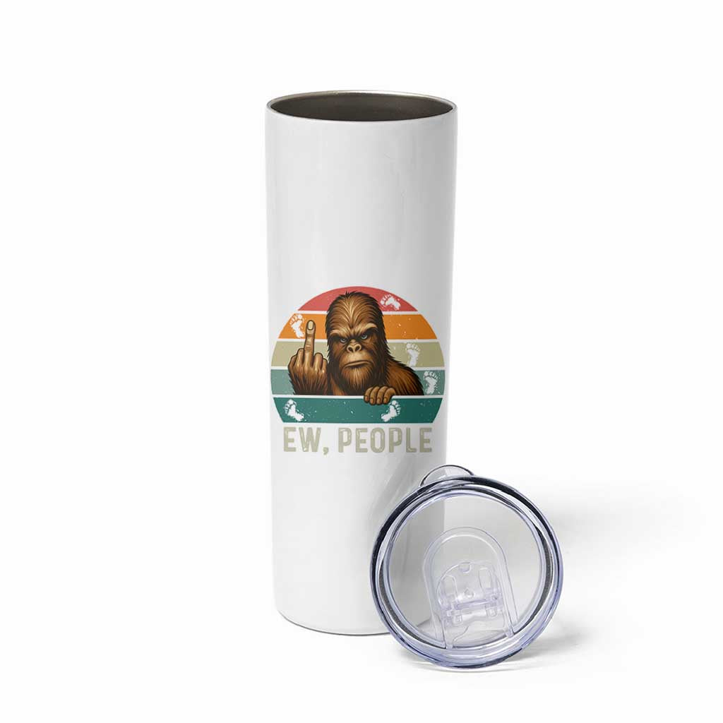 Bigfoot Lover Skinny Tumbler Funny Ew People Retro Sunset Design