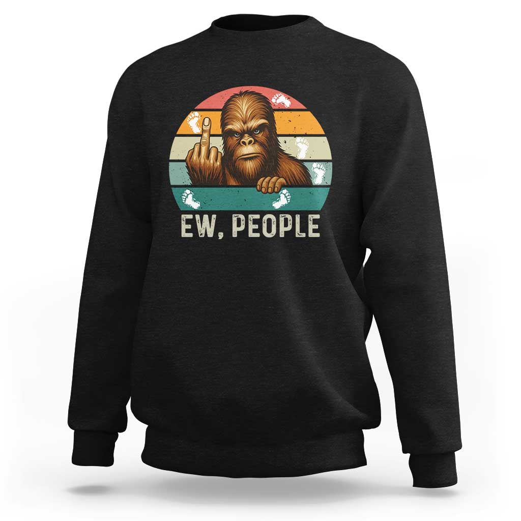 Bigfoot Lover Sweatshirt Funny Ew People Retro Sunset Design - Wonder Print Shop