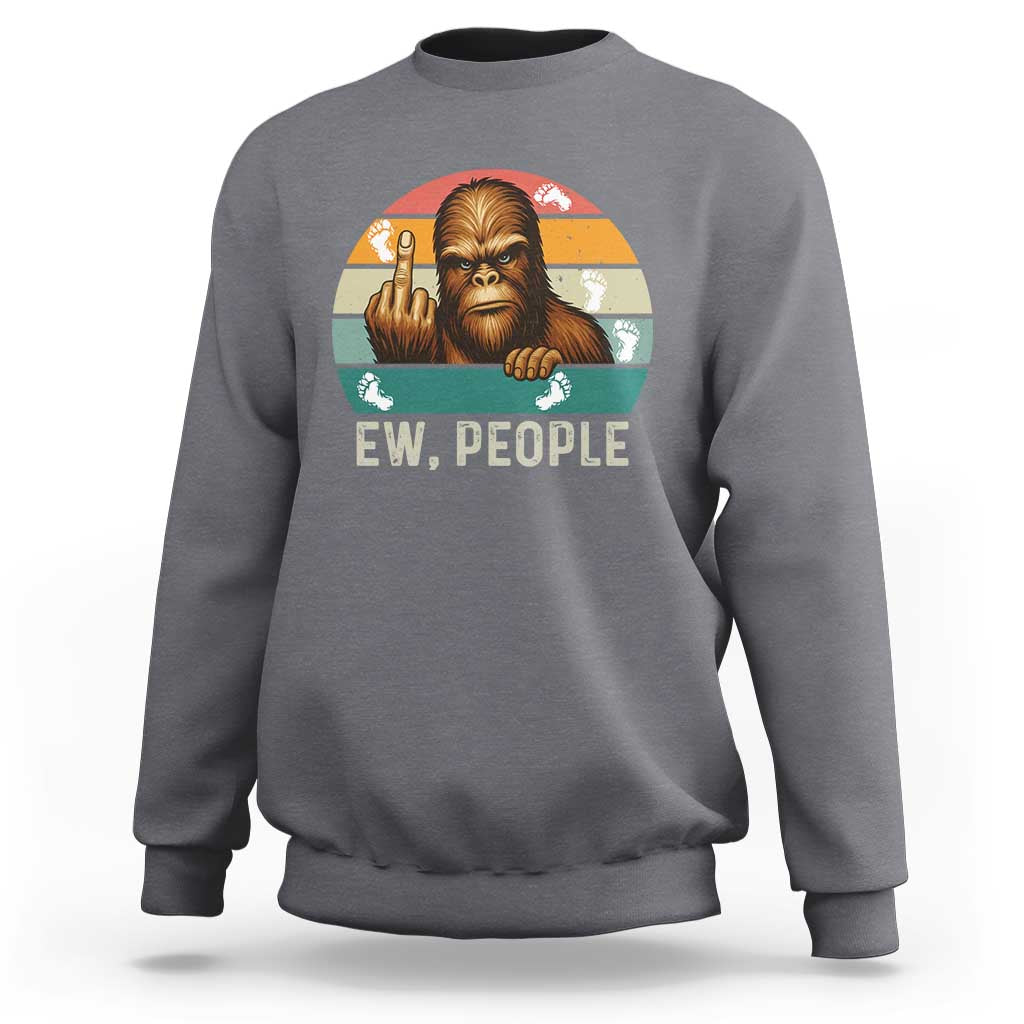 Bigfoot Lover Sweatshirt Funny Ew People Retro Sunset Design - Wonder Print Shop