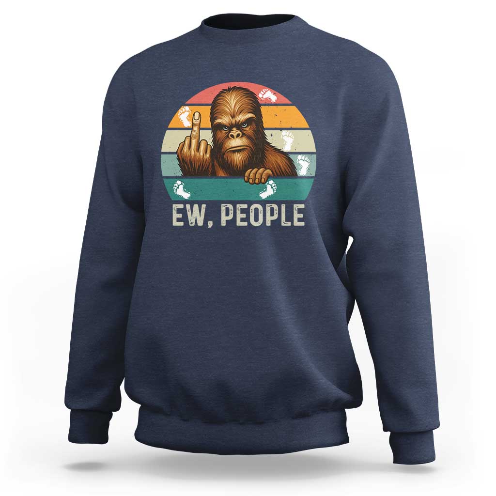 Bigfoot Lover Sweatshirt Funny Ew People Retro Sunset Design - Wonder Print Shop