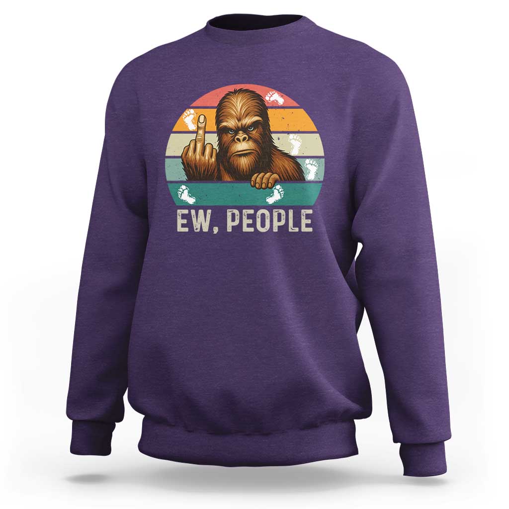 Bigfoot Lover Sweatshirt Funny Ew People Retro Sunset Design - Wonder Print Shop