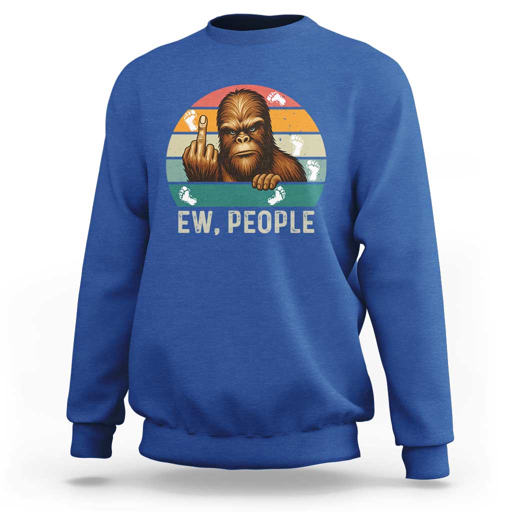 Bigfoot Lover Sweatshirt Funny Ew People Retro Sunset Design - Wonder Print Shop