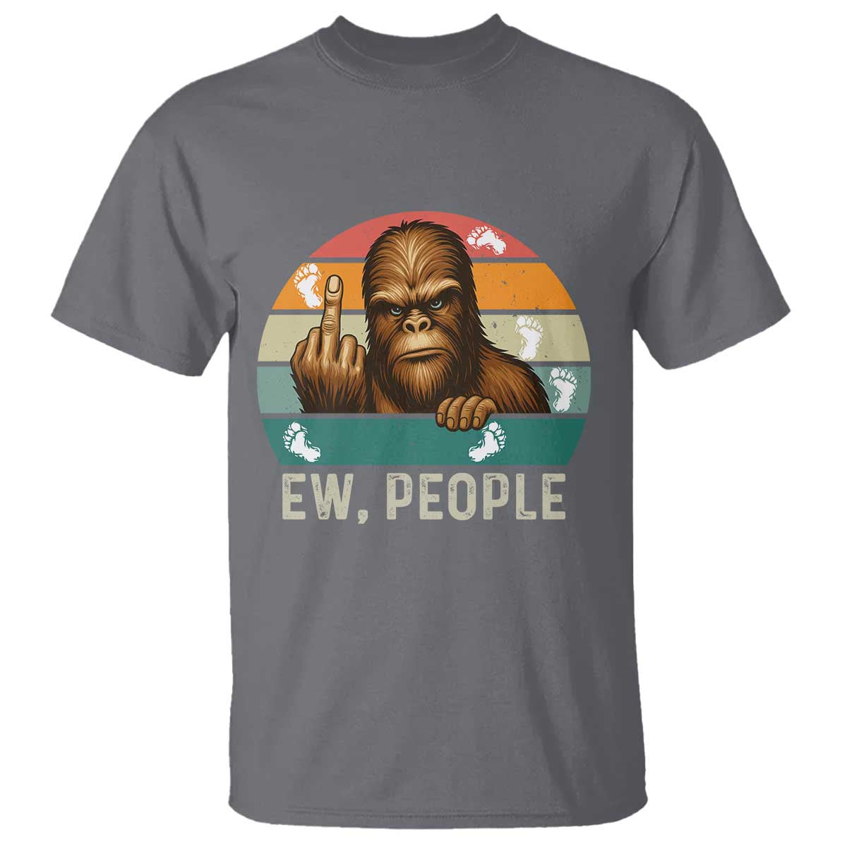 Bigfoot Lover T Shirt Funny Ew People Retro Sunset Design - Wonder Print Shop