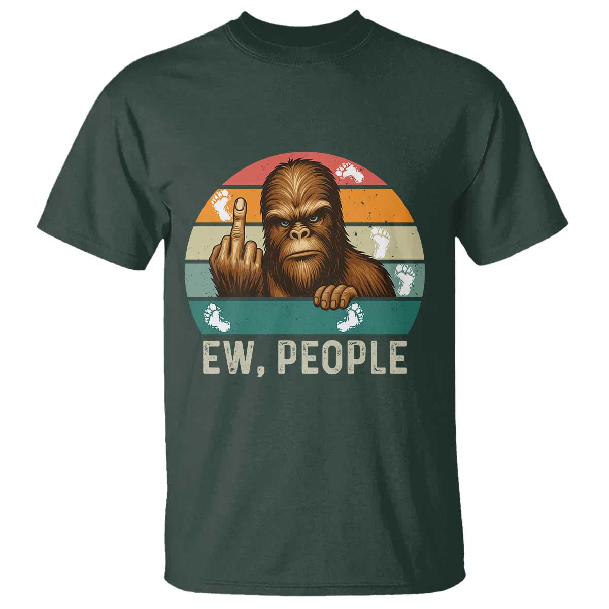 Bigfoot Lover T Shirt Funny Ew People Retro Sunset Design - Wonder Print Shop