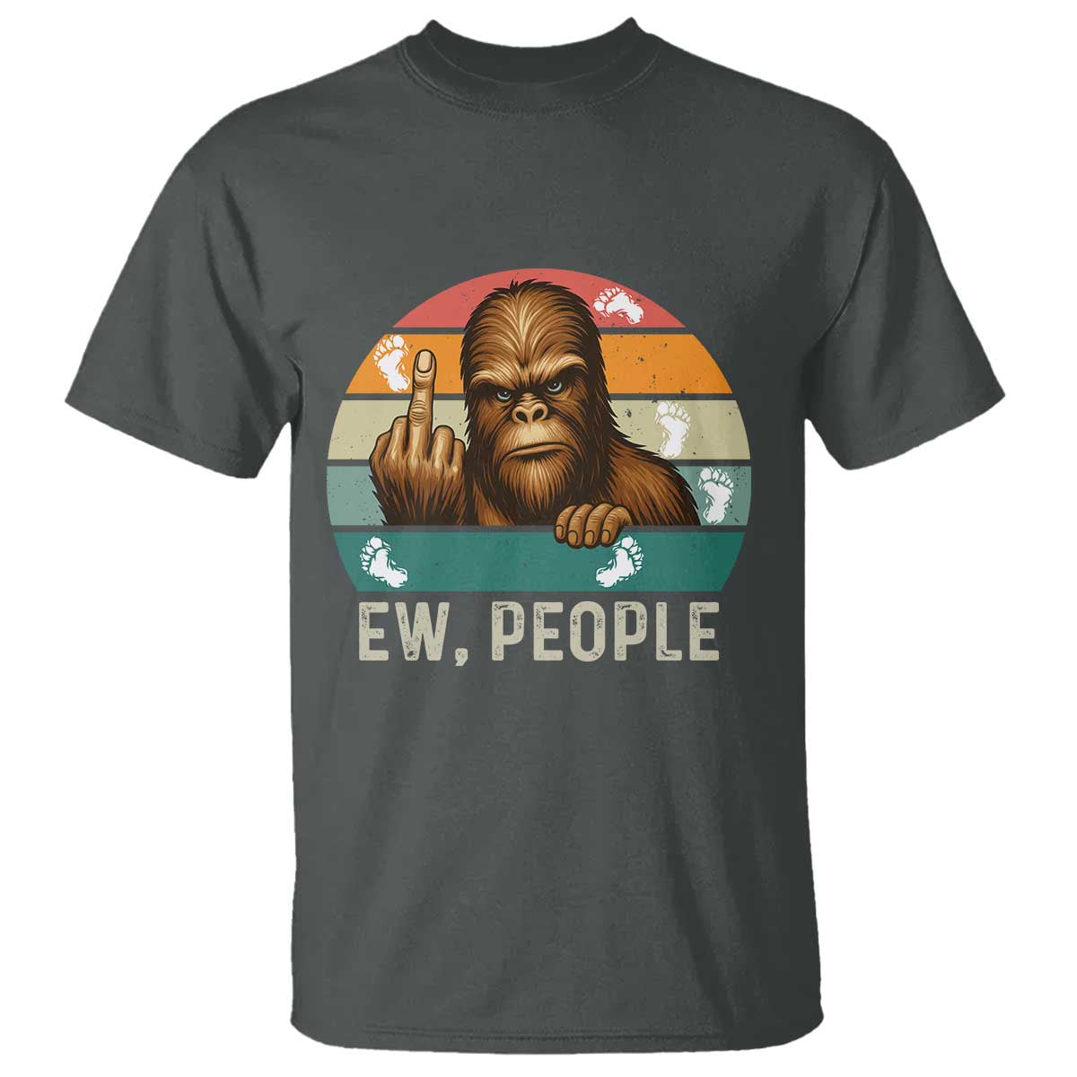 Bigfoot Lover T Shirt Funny Ew People Retro Sunset Design - Wonder Print Shop