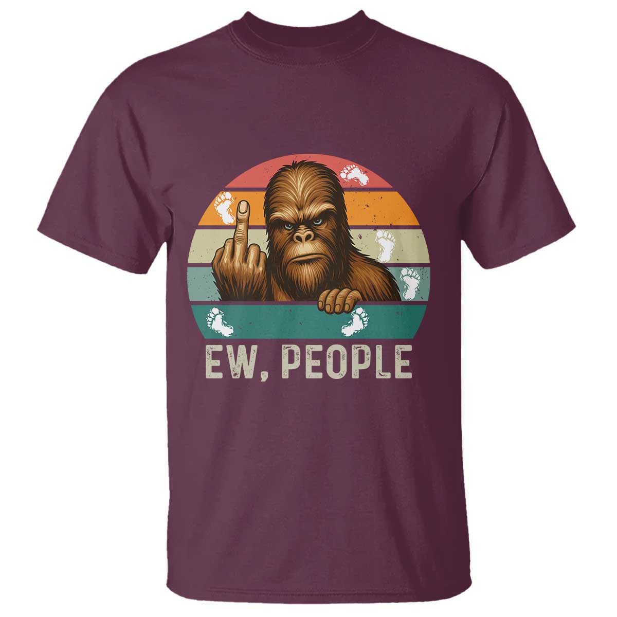 Bigfoot Lover T Shirt Funny Ew People Retro Sunset Design - Wonder Print Shop