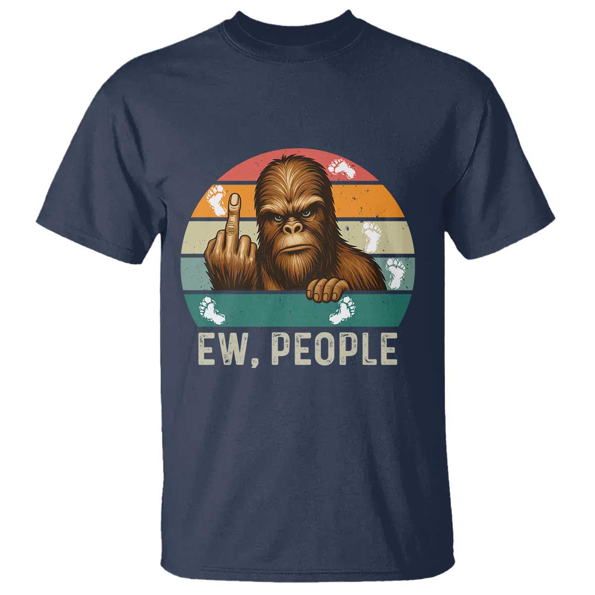 Bigfoot Lover T Shirt Funny Ew People Retro Sunset Design - Wonder Print Shop