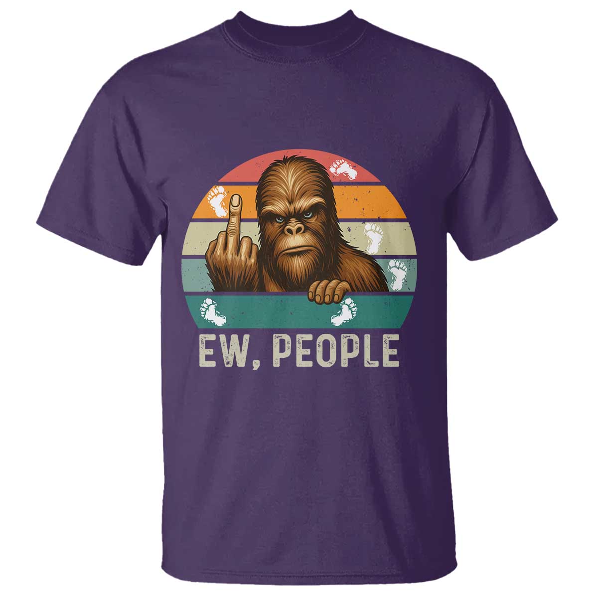 Bigfoot Lover T Shirt Funny Ew People Retro Sunset Design - Wonder Print Shop