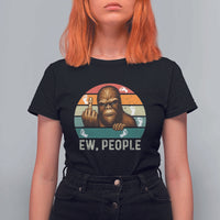 Bigfoot Lover T Shirt For Women Funny Ew People Retro Sunset Design - Wonder Print Shop