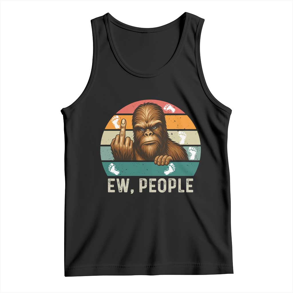 Bigfoot Lover Tank Top Funny Ew People Retro Sunset Design - Wonder Print Shop