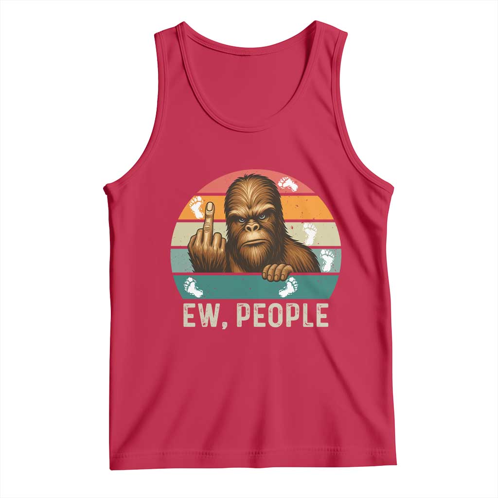 Bigfoot Lover Tank Top Funny Ew People Retro Sunset Design - Wonder Print Shop