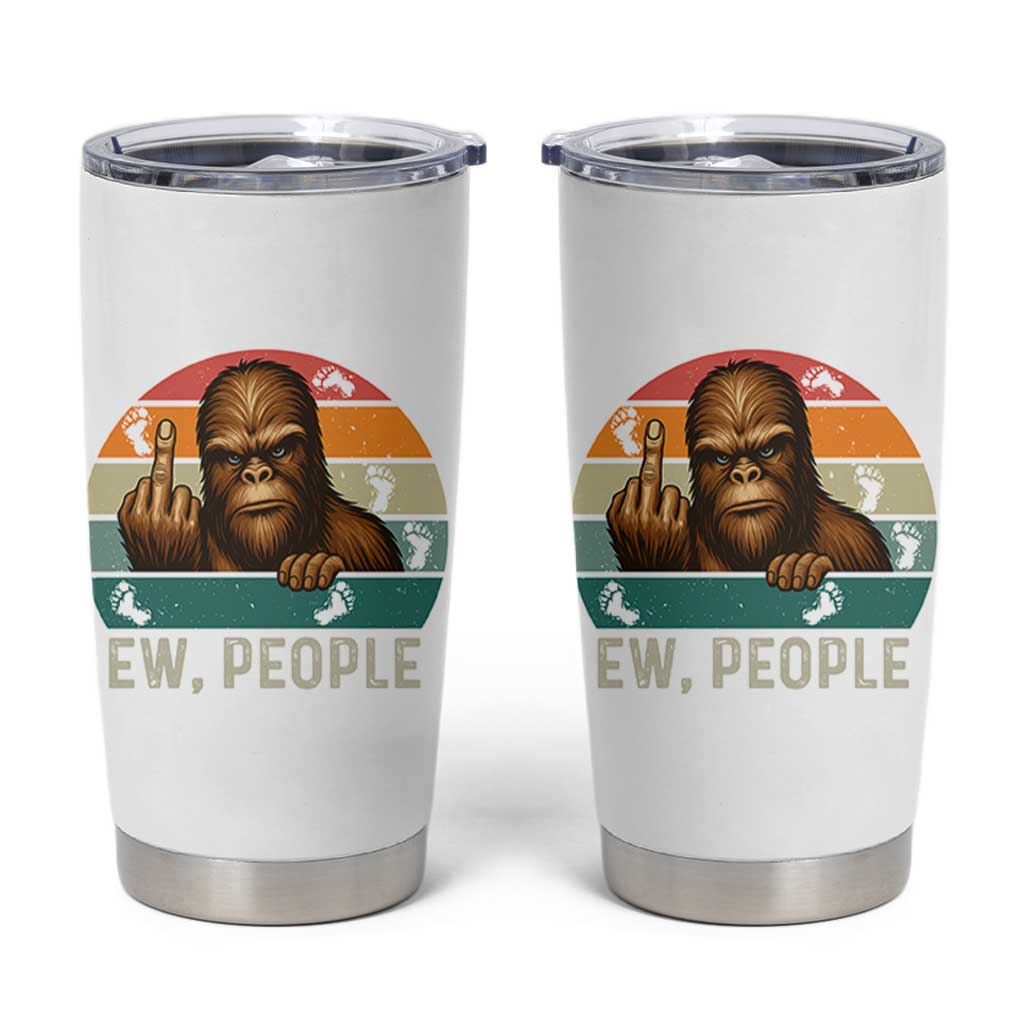 Bigfoot Lover Tumbler Cup Funny Ew People Retro Sunset Design