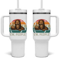 Bigfoot Lover Tumbler With Handle Funny Ew People Retro Sunset Design