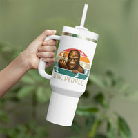 Bigfoot Lover Tumbler With Handle Funny Ew People Retro Sunset Design