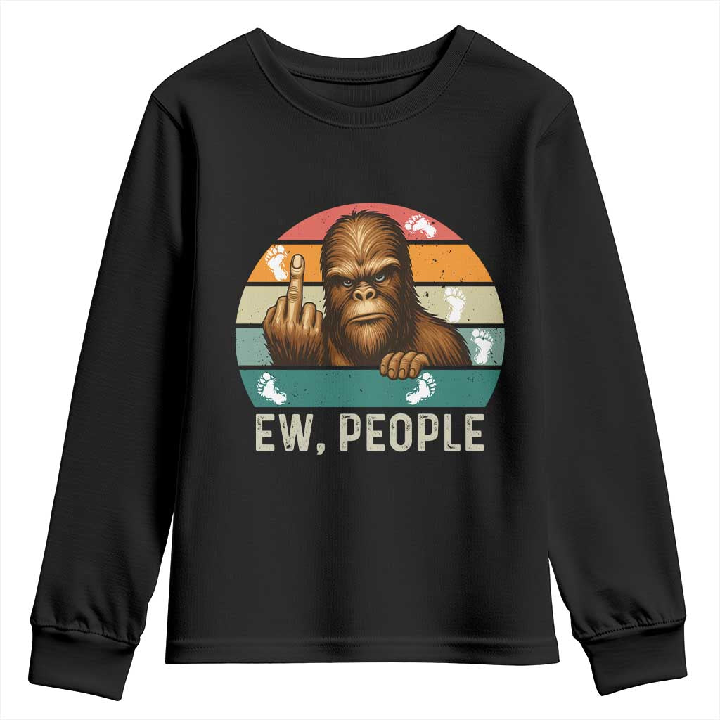 Bigfoot Lover Youth Sweatshirt Funny Ew People Retro Sunset Design - Wonder Print Shop