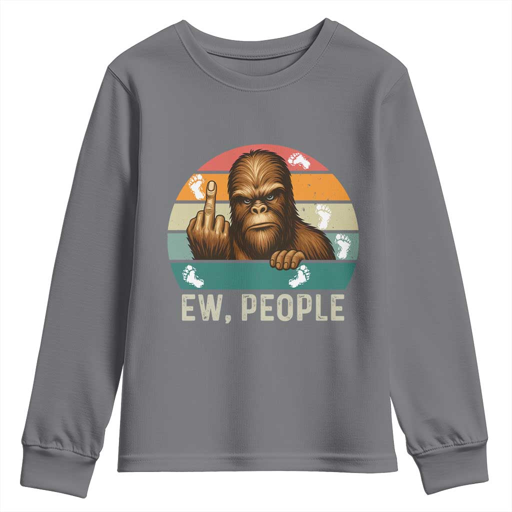 Bigfoot Lover Youth Sweatshirt Funny Ew People Retro Sunset Design - Wonder Print Shop