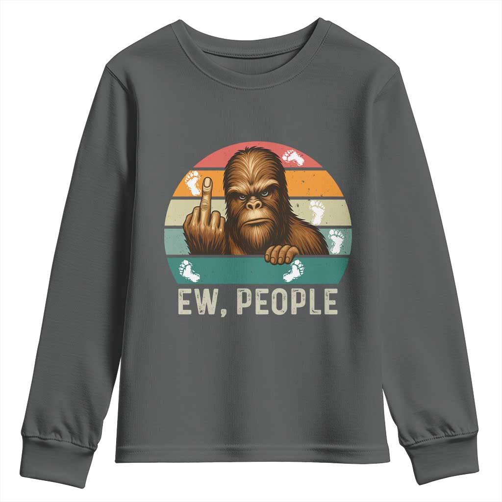 Bigfoot Lover Youth Sweatshirt Funny Ew People Retro Sunset Design - Wonder Print Shop
