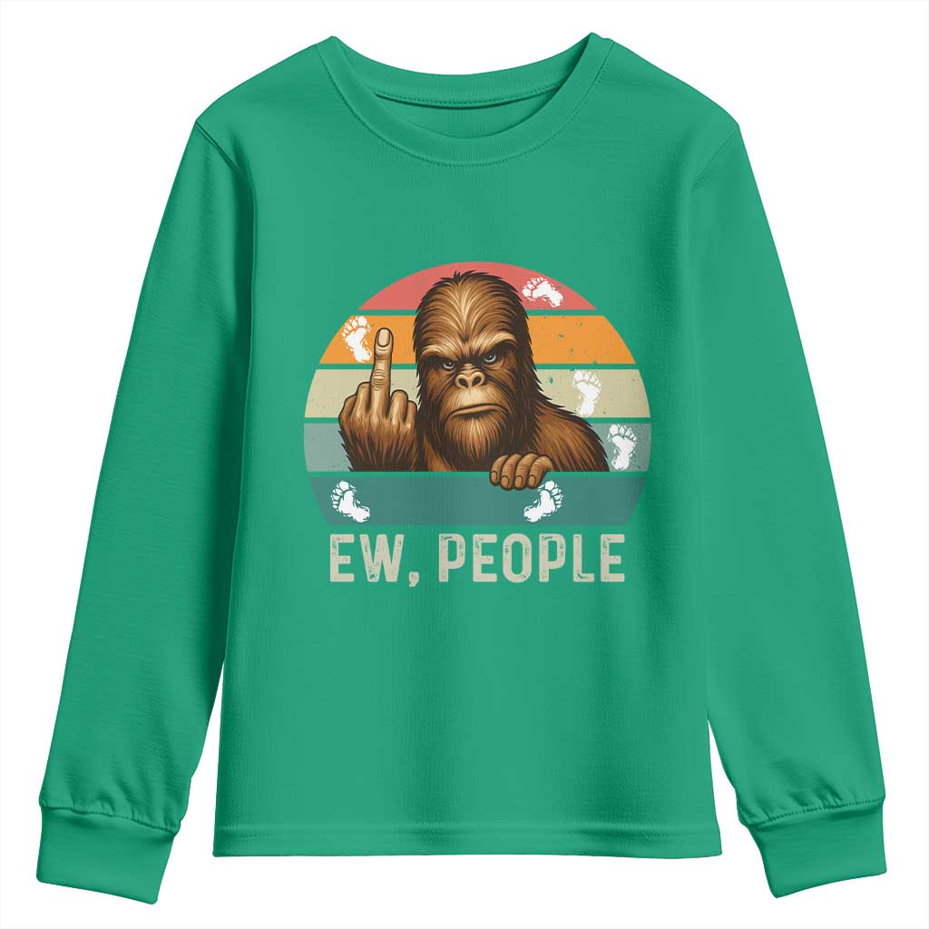 Bigfoot Lover Youth Sweatshirt Funny Ew People Retro Sunset Design - Wonder Print Shop