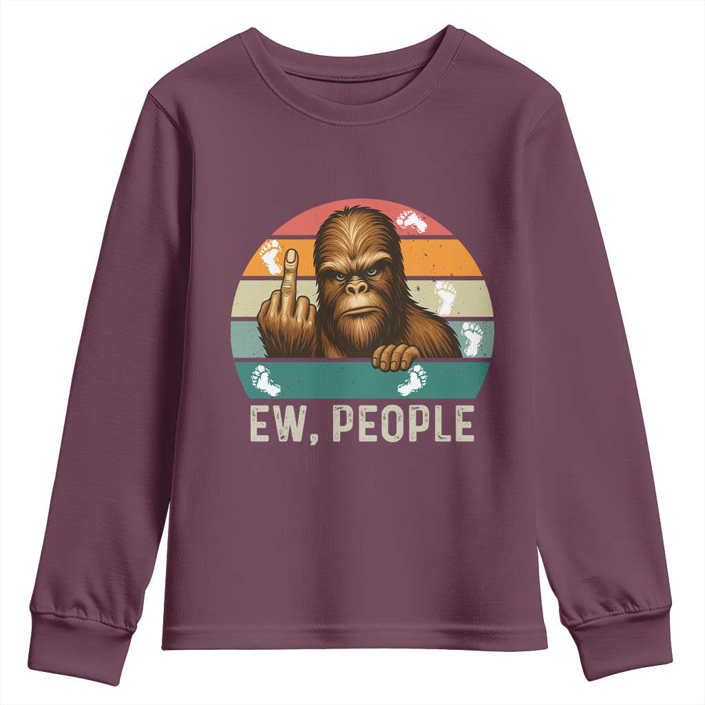 Bigfoot Lover Youth Sweatshirt Funny Ew People Retro Sunset Design - Wonder Print Shop