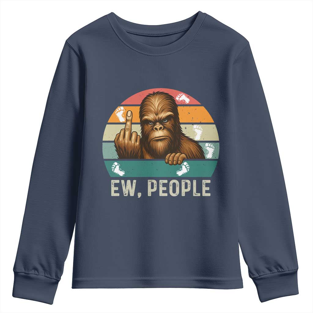 Bigfoot Lover Youth Sweatshirt Funny Ew People Retro Sunset Design - Wonder Print Shop