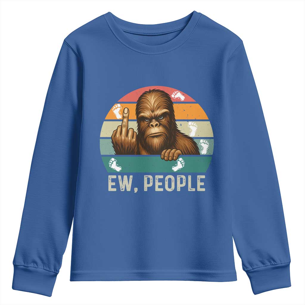 Bigfoot Lover Youth Sweatshirt Funny Ew People Retro Sunset Design - Wonder Print Shop