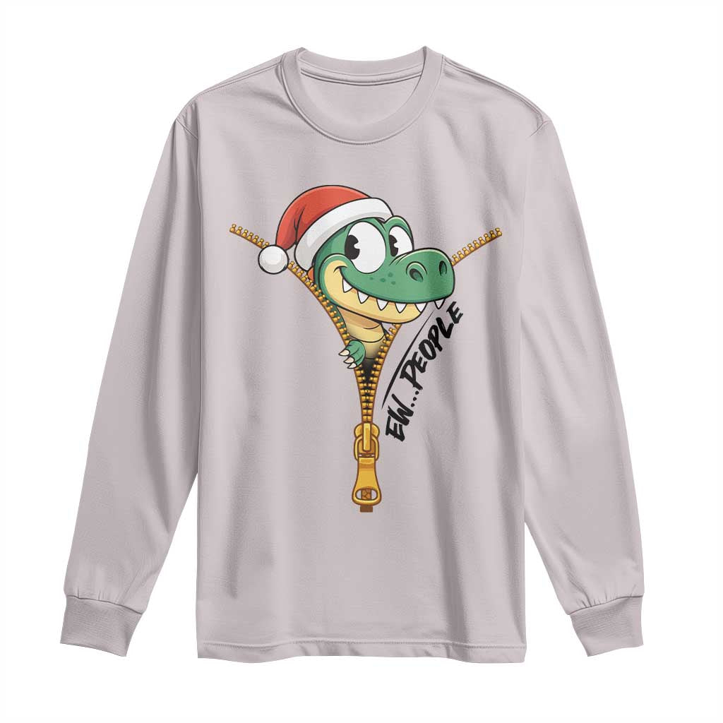 Funny Christmas Dinosaur Long Sleeve Shirt Ew People Xmas Gift - Wonder Print Shop