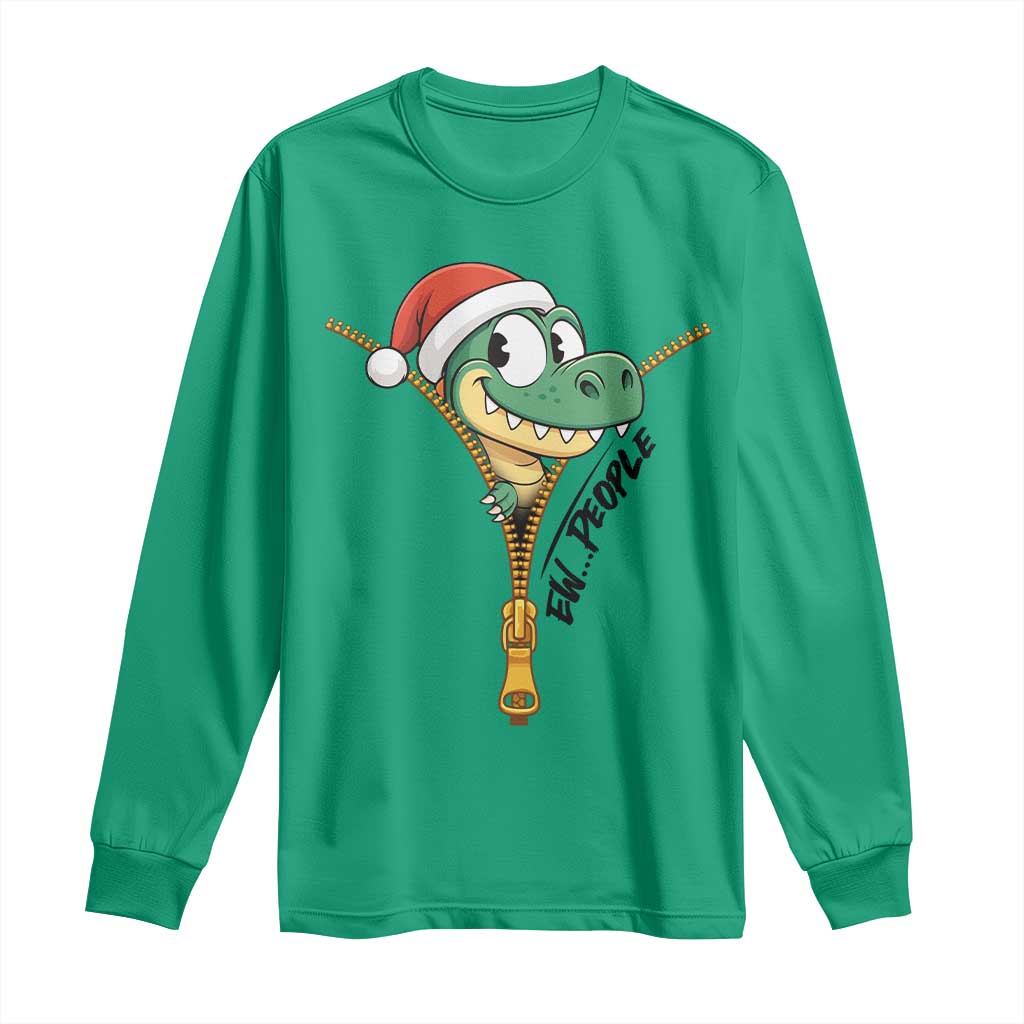 Funny Christmas Dinosaur Long Sleeve Shirt Ew People Xmas Gift - Wonder Print Shop