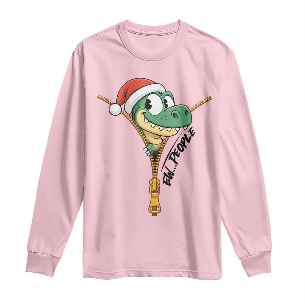 Funny Christmas Dinosaur Long Sleeve Shirt Ew People Xmas Gift - Wonder Print Shop