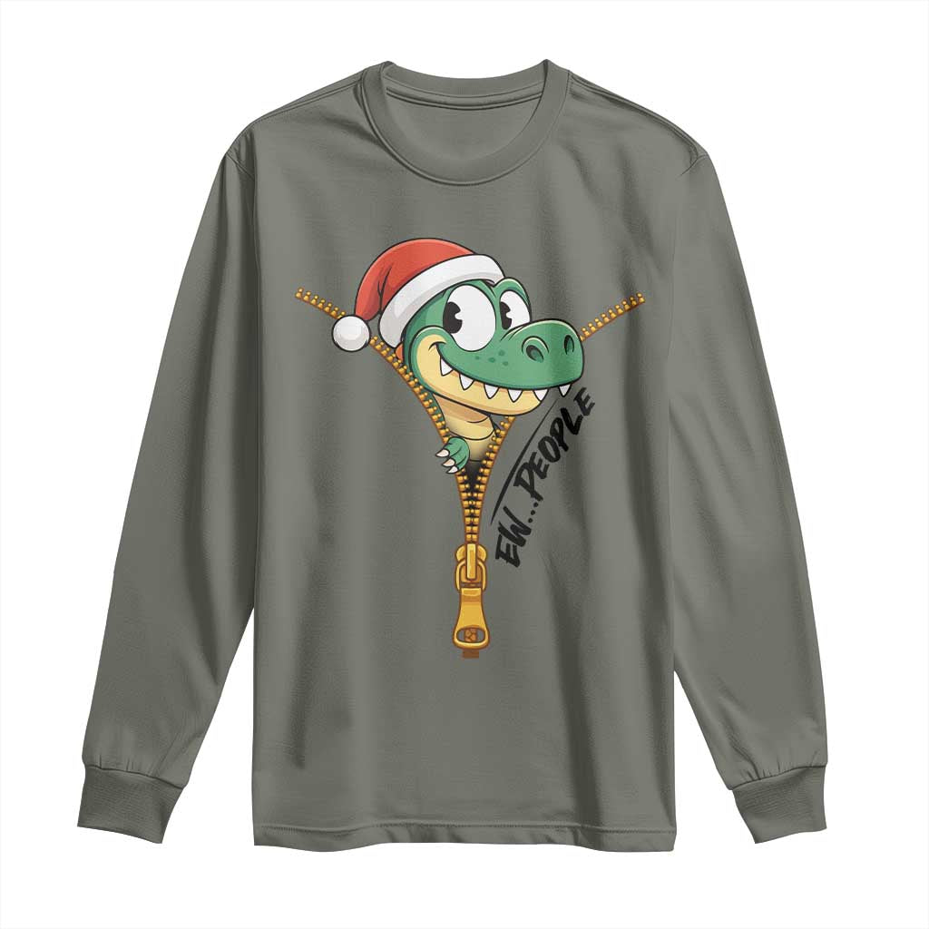 Funny Christmas Dinosaur Long Sleeve Shirt Ew People Xmas Gift - Wonder Print Shop