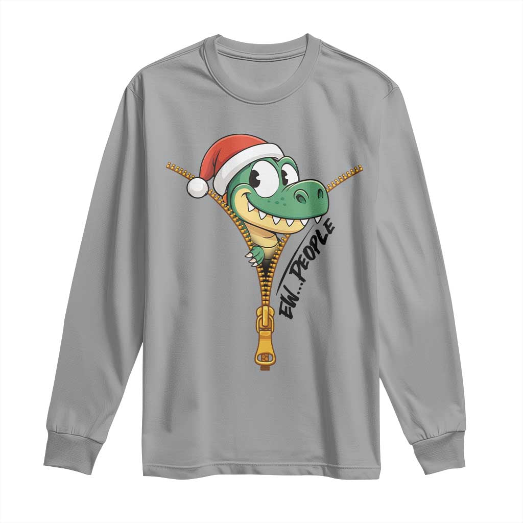 Funny Christmas Dinosaur Long Sleeve Shirt Ew People Xmas Gift - Wonder Print Shop