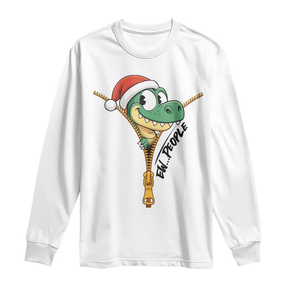 Funny Christmas Dinosaur Long Sleeve Shirt Ew People Xmas Gift - Wonder Print Shop