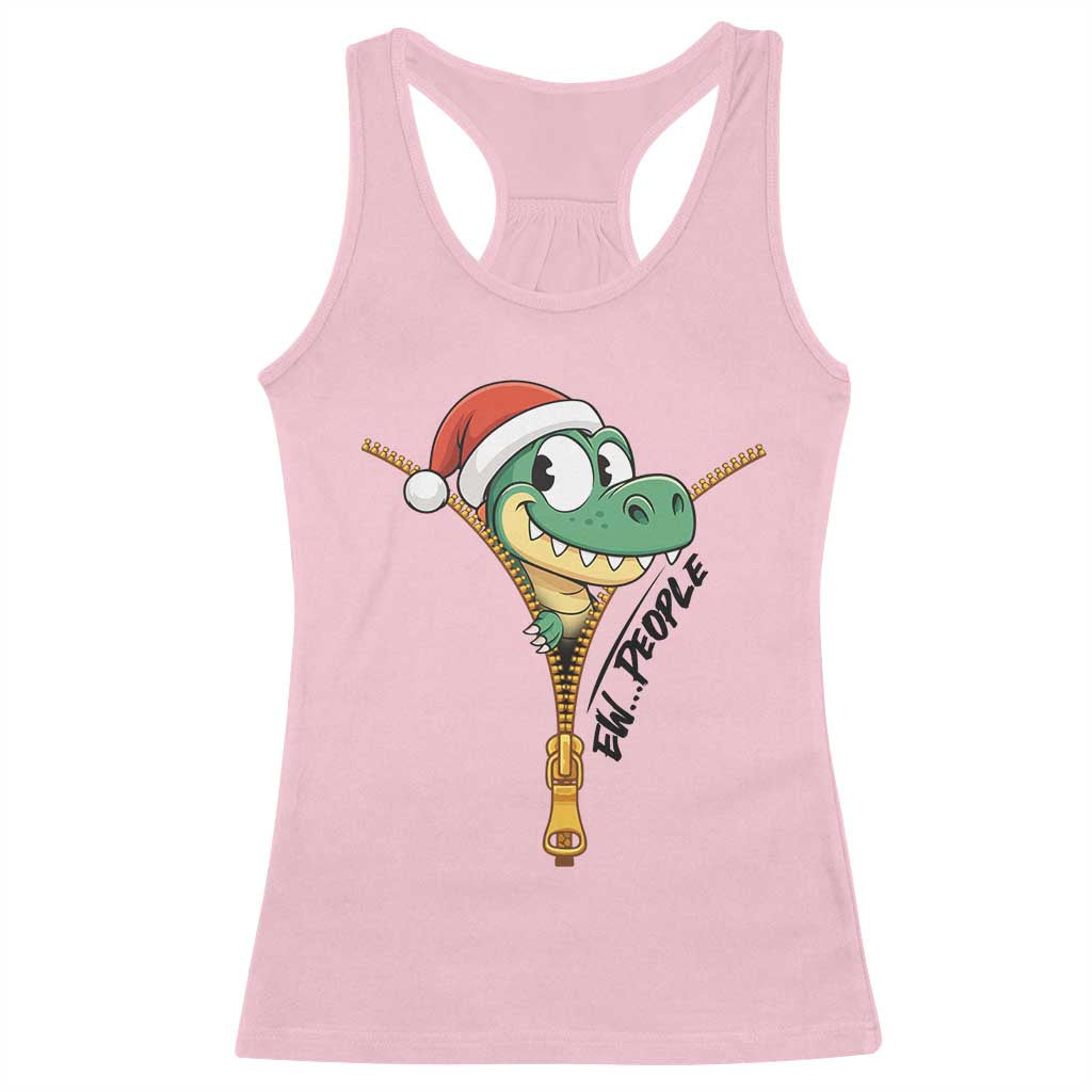 Funny Christmas Dinosaur Racerback Tank Top Ew People Xmas Gift - Wonder Print Shop