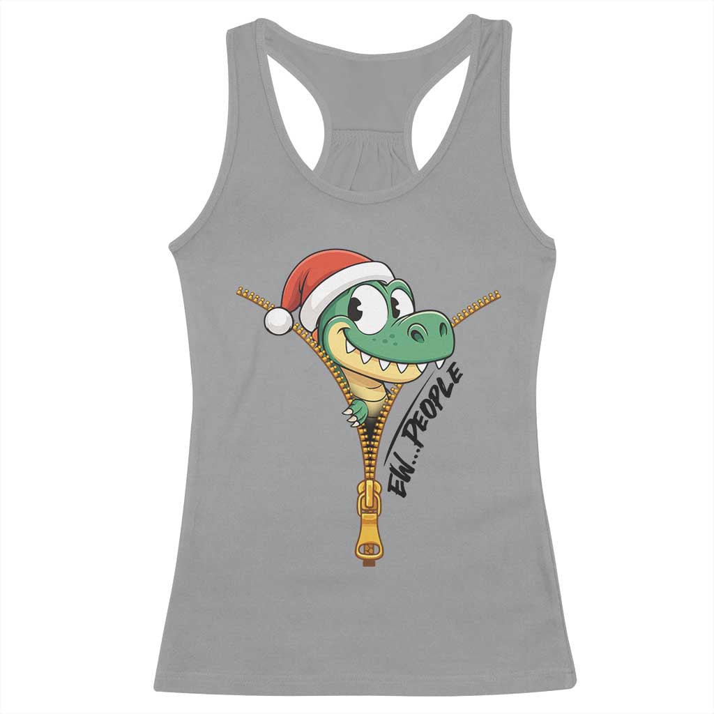 Funny Christmas Dinosaur Racerback Tank Top Ew People Xmas Gift - Wonder Print Shop
