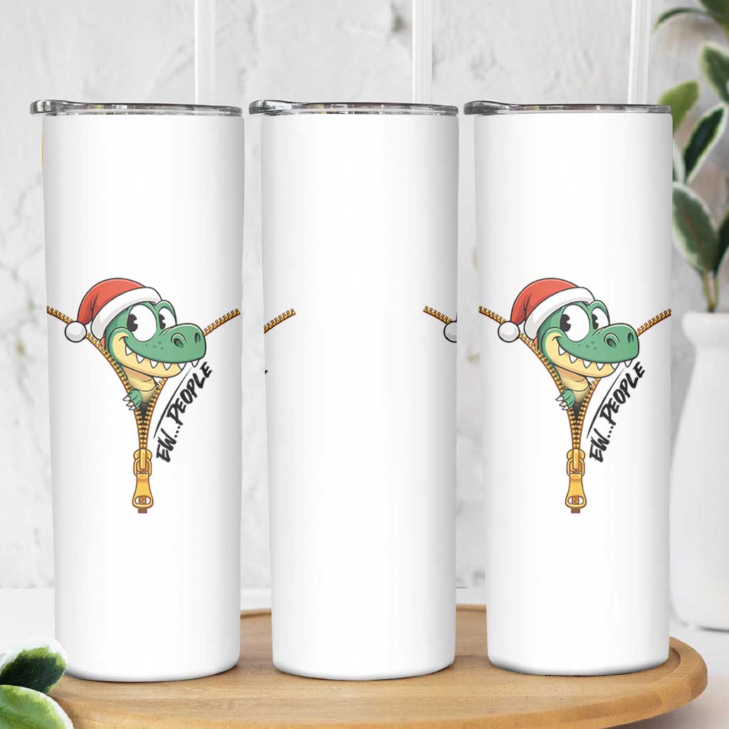 Funny Christmas Dinosaur Skinny Tumbler Ew People Xmas Gift