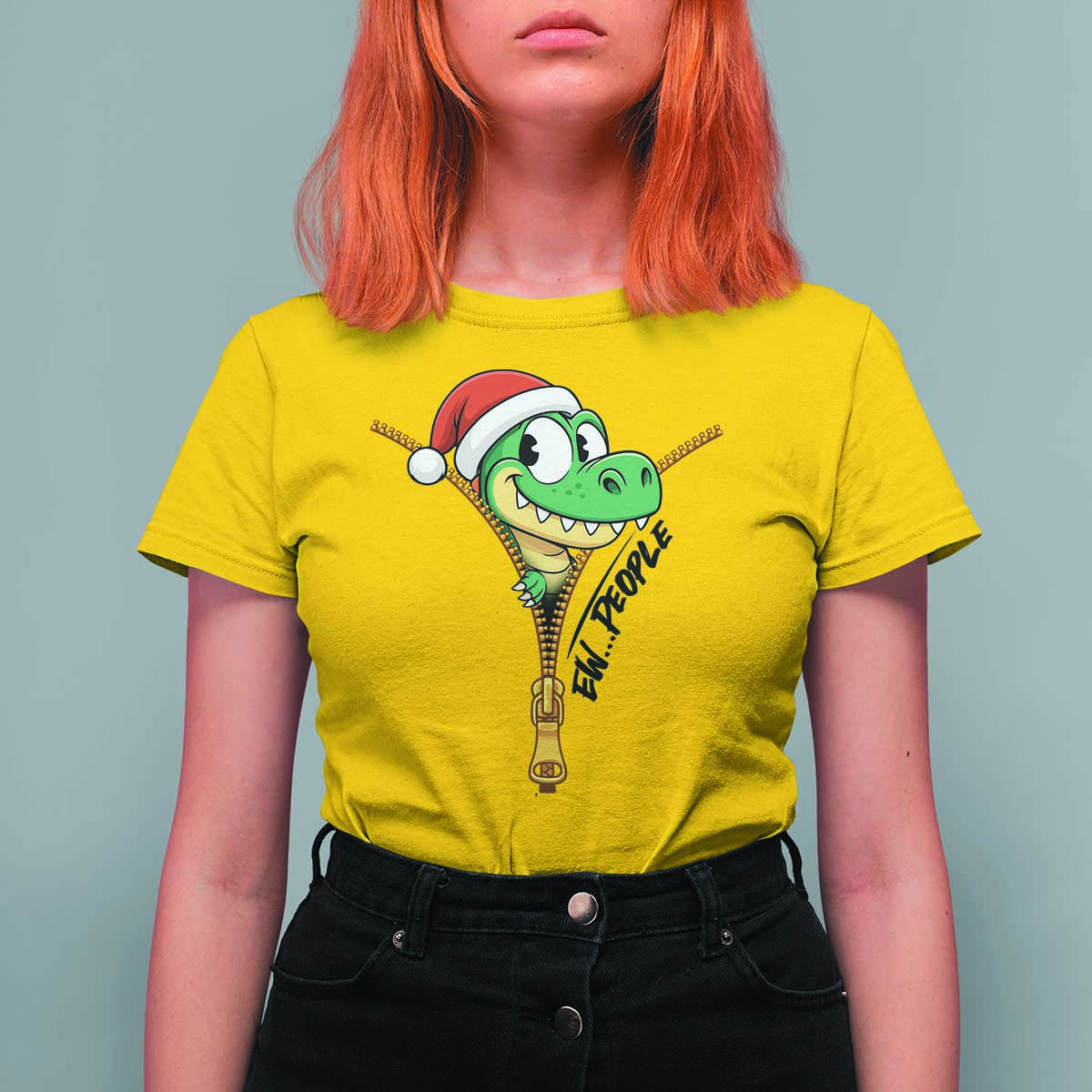 Funny Christmas Dinosaur T Shirt For Women Ew People Xmas Gift - Wonder Print Shop