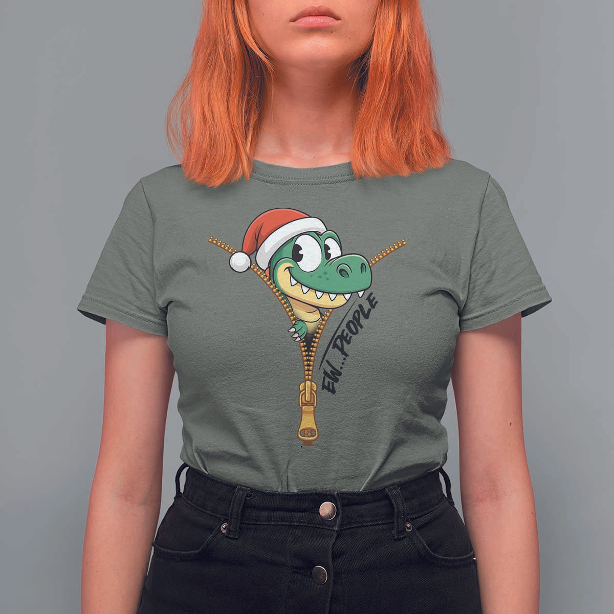 Funny Christmas Dinosaur T Shirt For Women Ew People Xmas Gift - Wonder Print Shop