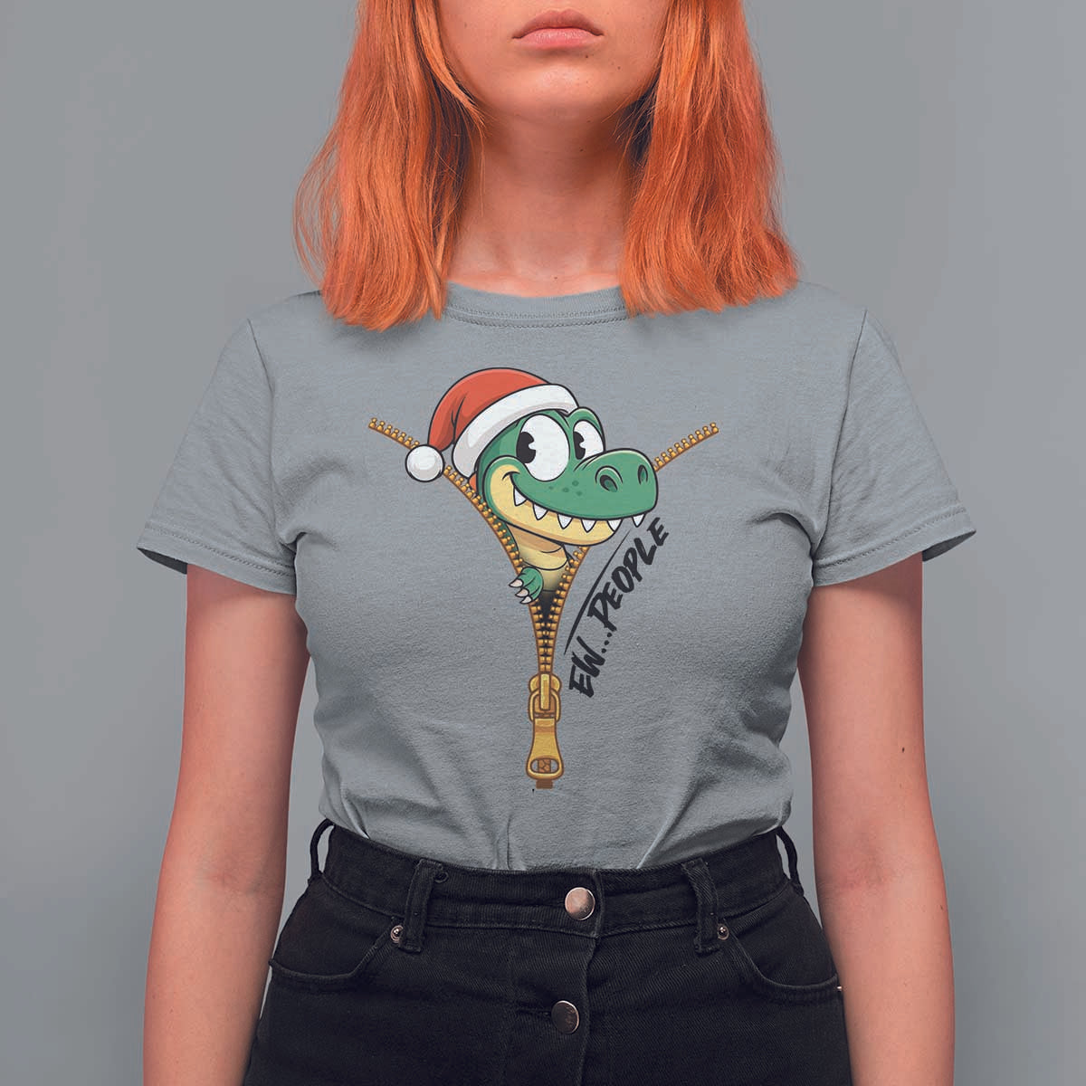 Funny Christmas Dinosaur T Shirt For Women Ew People Xmas Gift - Wonder Print Shop
