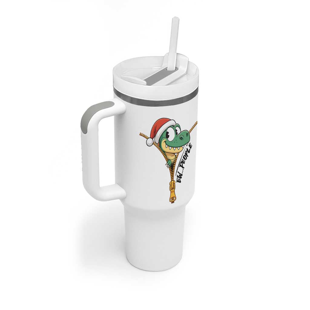 Funny Christmas Dinosaur Tumbler With Handle Ew People Xmas Gift