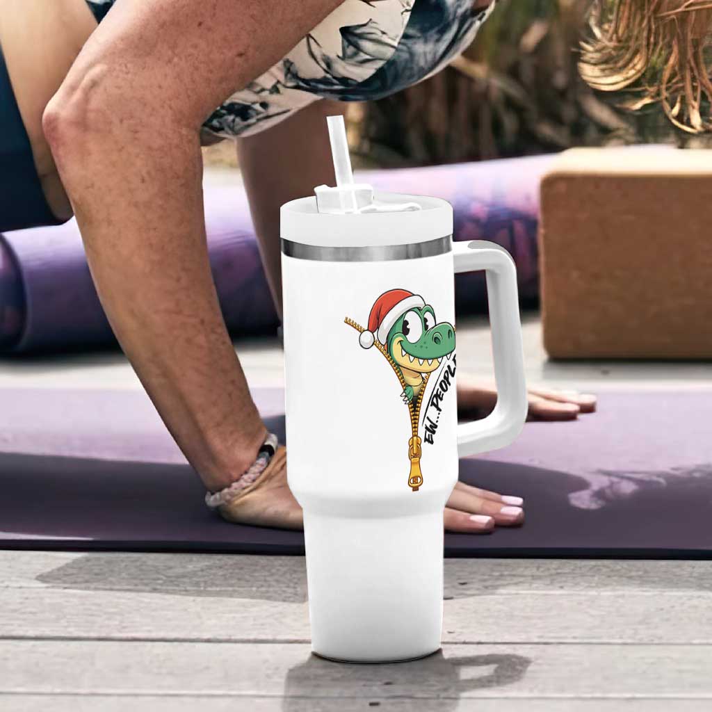 Funny Christmas Dinosaur Tumbler With Handle Ew People Xmas Gift