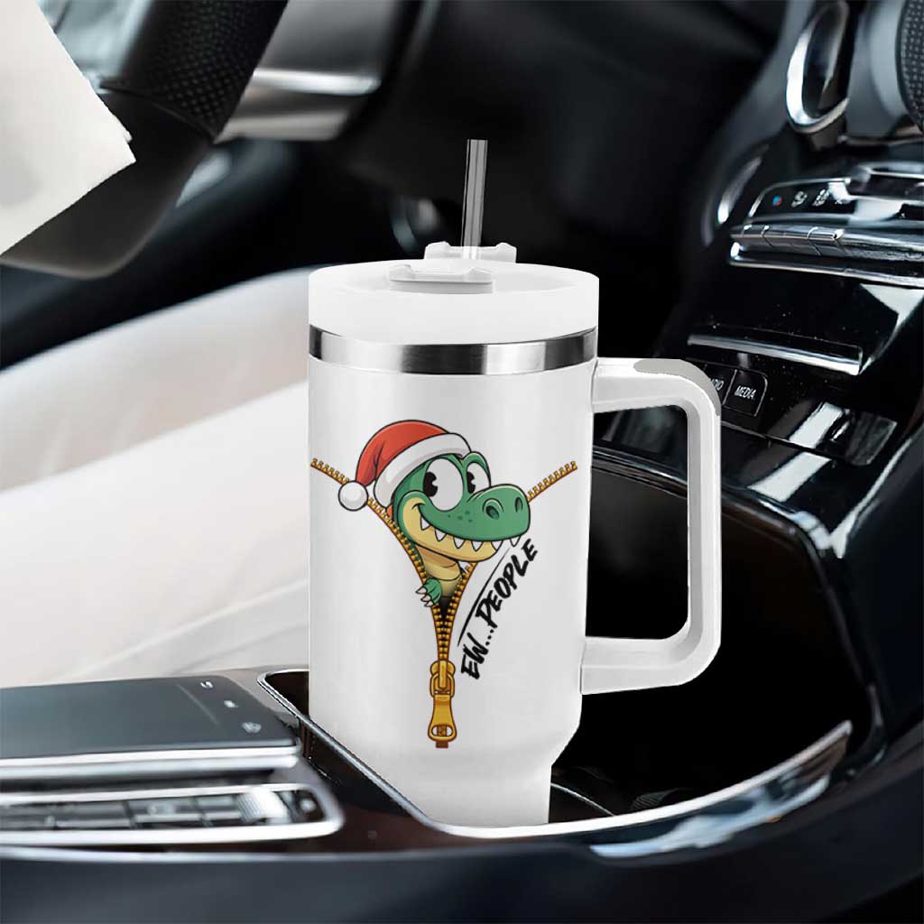 Funny Christmas Dinosaur Tumbler With Handle Ew People Xmas Gift
