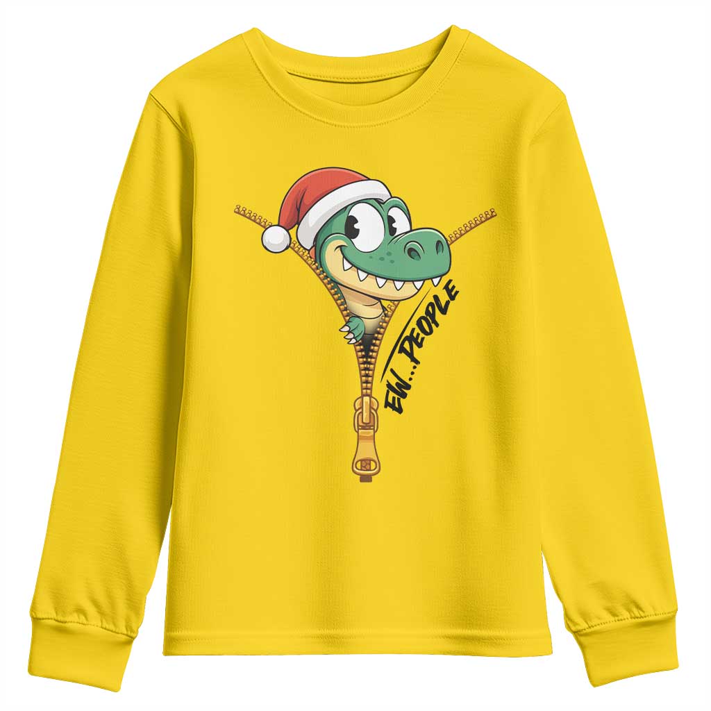 Funny Christmas Dinosaur Youth Sweatshirt Ew People Xmas Gift - Wonder Print Shop
