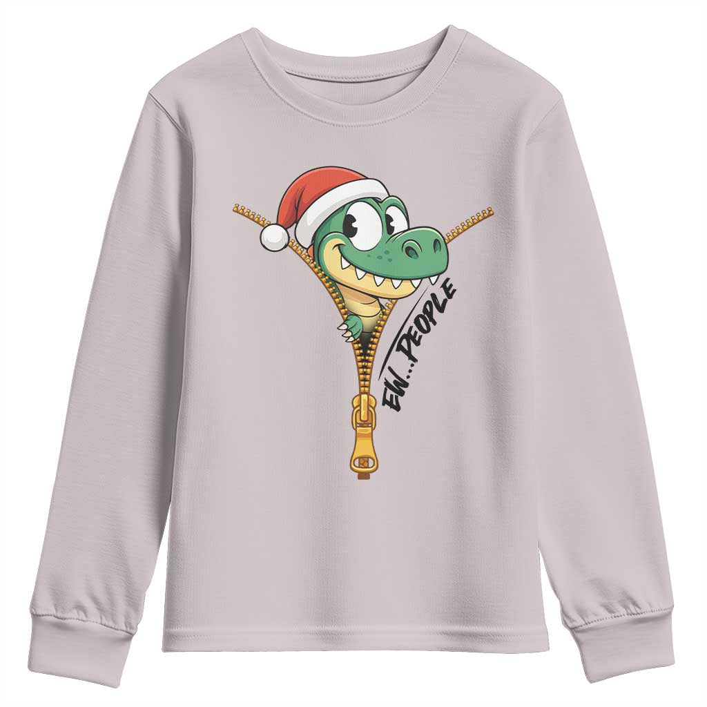 Funny Christmas Dinosaur Youth Sweatshirt Ew People Xmas Gift - Wonder Print Shop